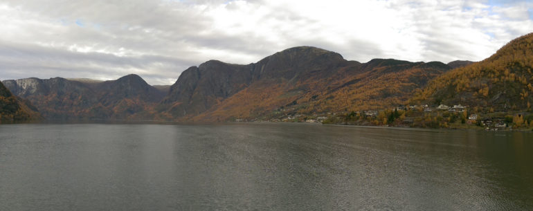 Flam village on Aurlandsfjord