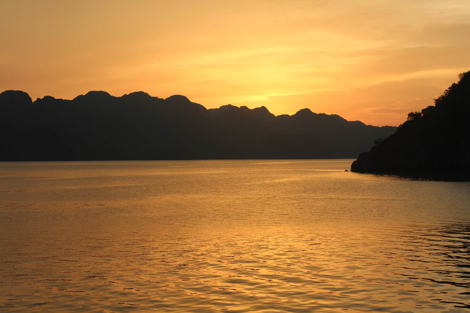Sunset in Halong Bay, Vietnam