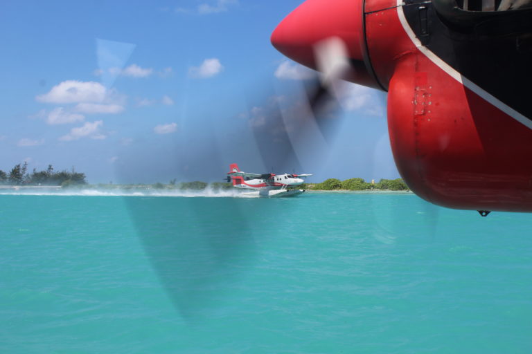A seaplane touching down, Male, Maldives