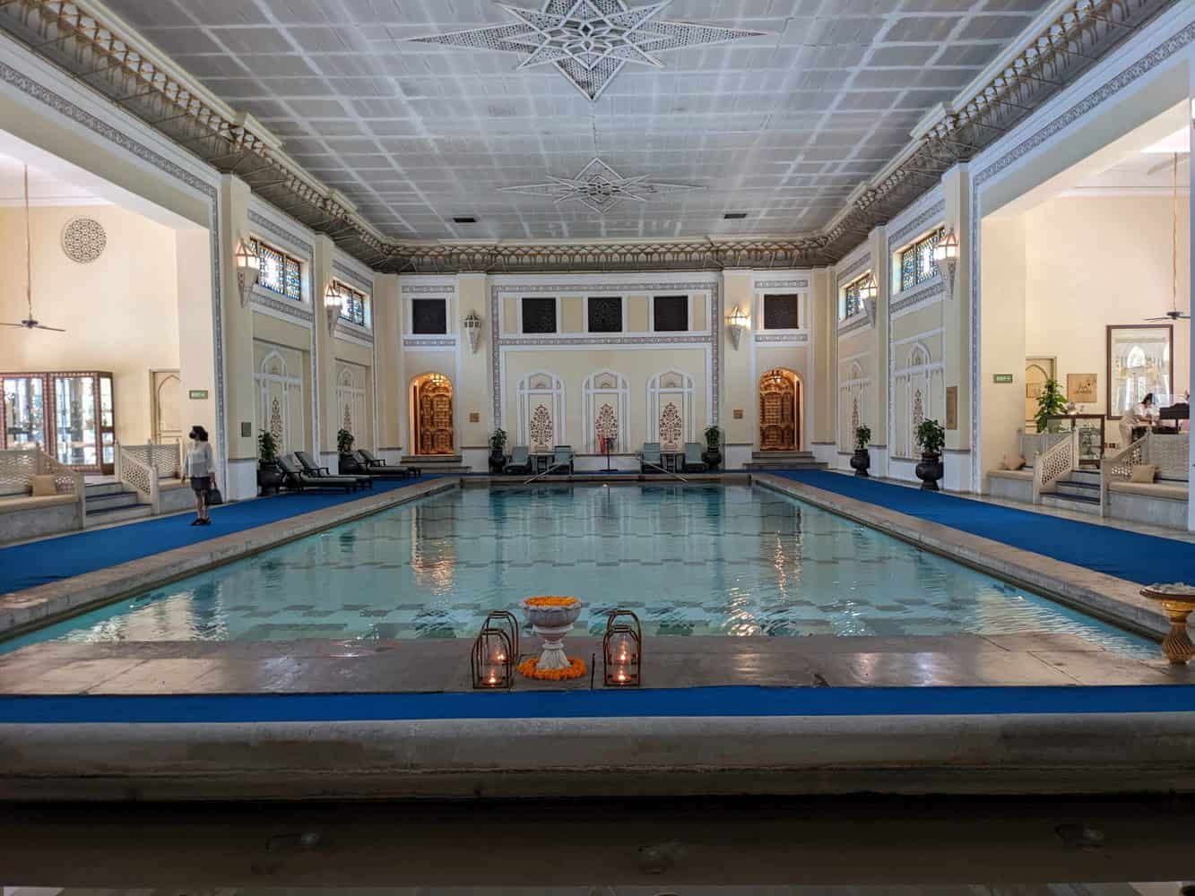 Swimming pool, Rambagh Palace hotel, Jaipur, Rajasthan
