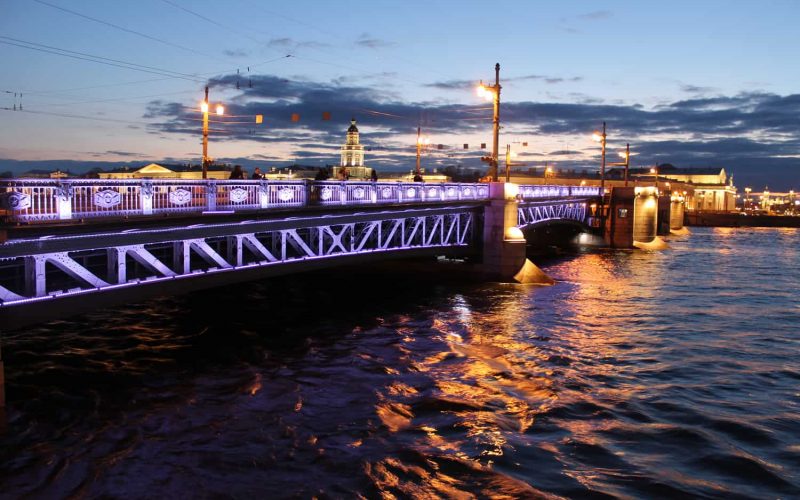A well lit bridge, St. Petersburg