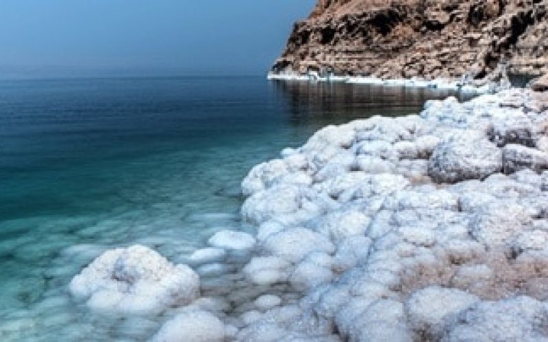 Crusty salt crystals at Dead sea, Jordan