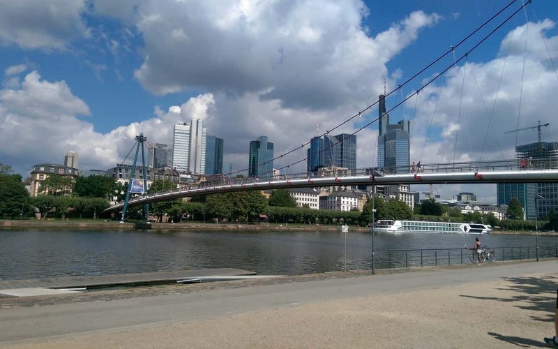 Holbeinsteg, a suspension bridge, Frankfurt, Germany