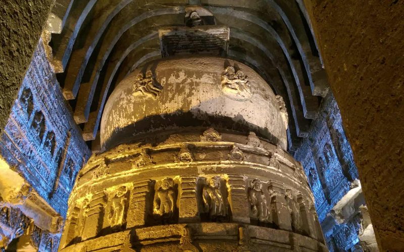 Ajanta, inside a worship hall