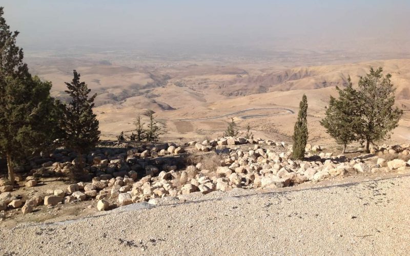 Desert road seen from Mount Nebo, Jordan
