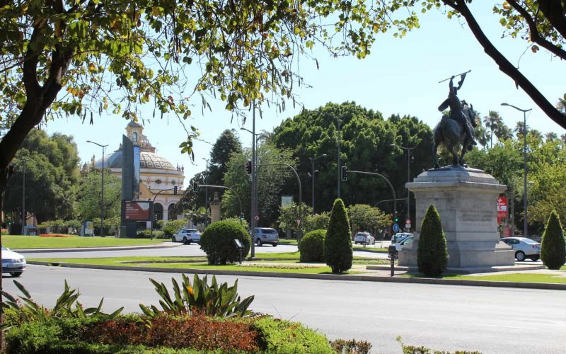 Beautifully designed traffic island, Seville, Spain