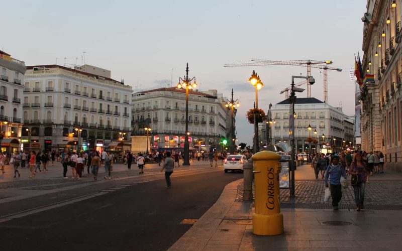 Madrid street in the twilight, Spain