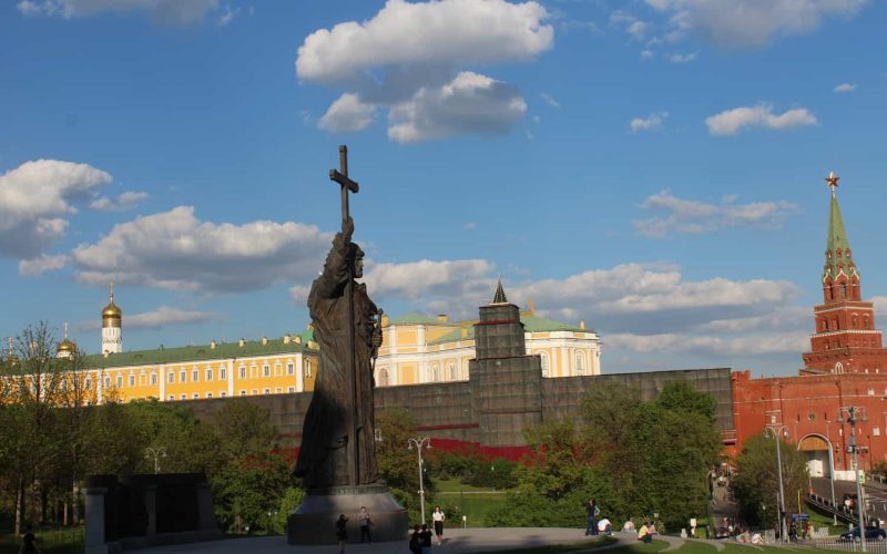 Kremlin with St. Vladimir's statue in the foreground, Moscow