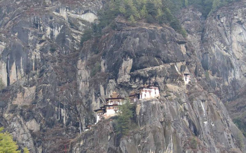 View of Tiger's Nest from the cafe,  Paro