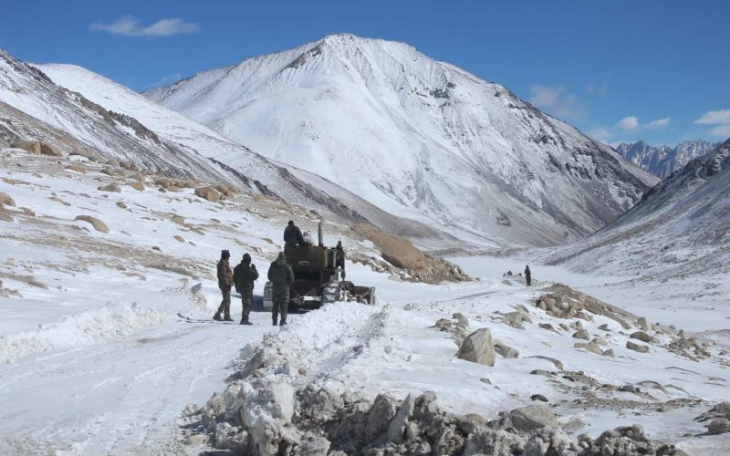 Snow clearance on way to Pangong lake, Ladakh