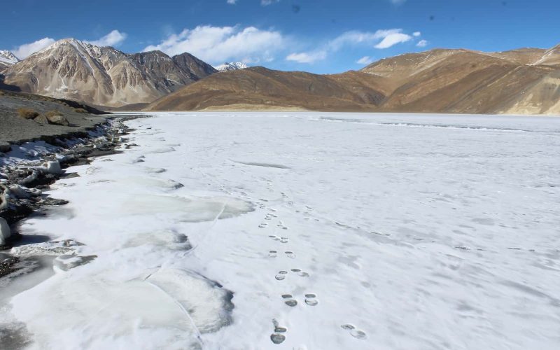 The frozen Pangong lake, Ladakh